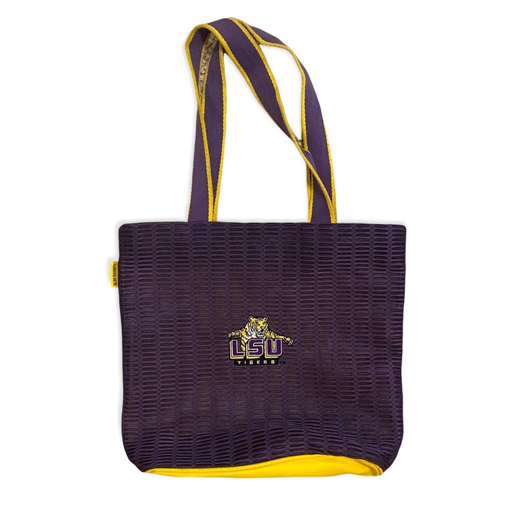 NWOT LSU Purple and Yellow Mesh Magnetic Closure Tote Bag